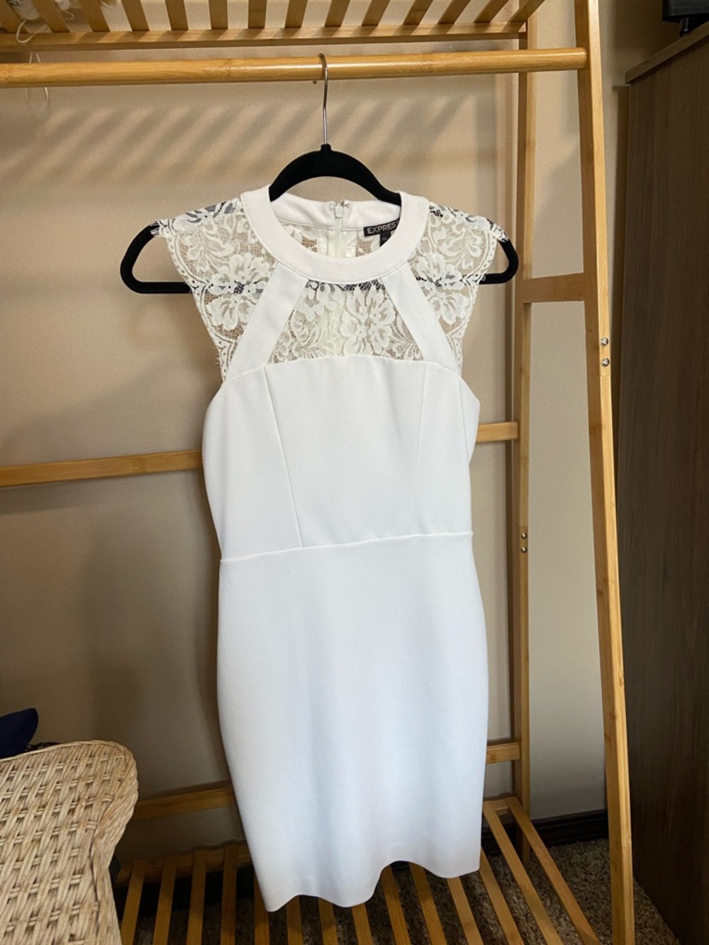 Express White Lace Sheath Mini Dress